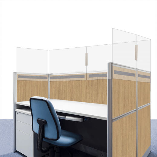 Cubicle Wall Panel Extender - Clear Acrylic with Velcro type Mount