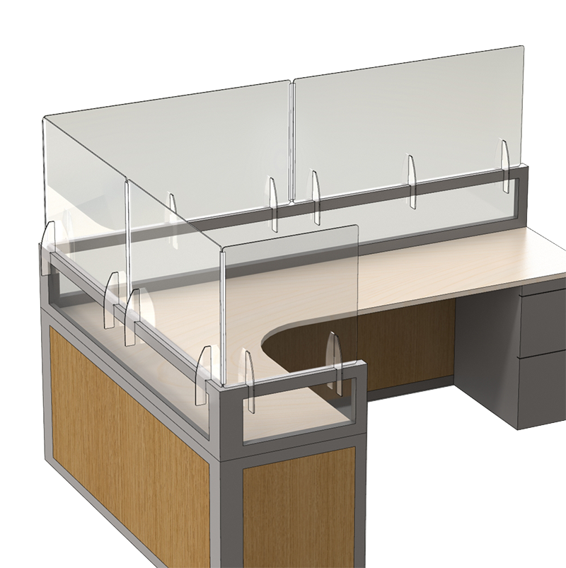 Cubicle Wall Panel Extender Clear Acrylic with Slide On Mounting Brackets shopPOPdisplays