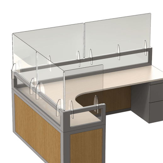 Cubicle Wall Panel Extender - Clear Acrylic with Slide On Mounting Brackets