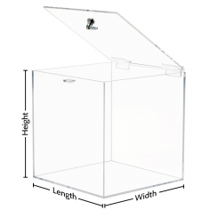 Acrylic 5-Sided Box with Hasp Lock Lid