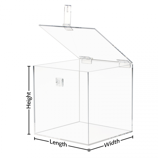 Clear Custom Size Plexiglass Box with Cam Lock Hinged Lid