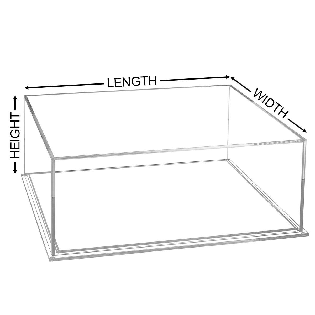 Custom Size Clear Acrylic Display Box with White Acrylic Base