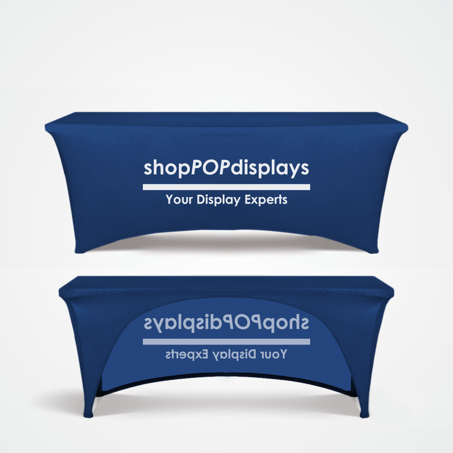 6' Stretch Table Cover Open Back Custom Print shopPOPdisplays