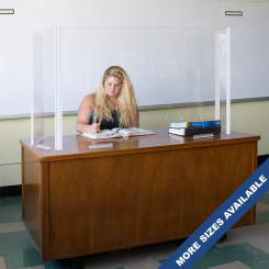 Clear Teacher Desk Shield with Adjustable Wrap Around Sides